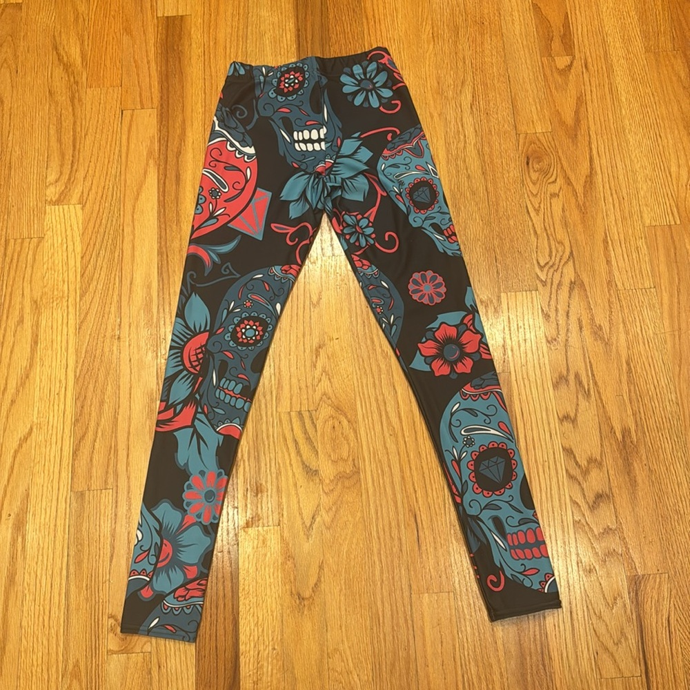 GEARBUNCH Blue Sugar Skull Leggings - Picture 7 of 7